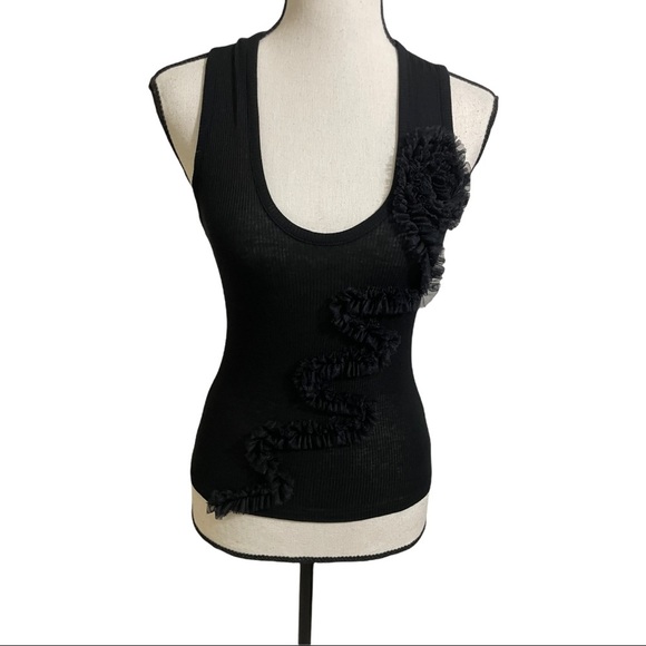 DKNY Ribbed tank top Rayon floral front Size P top. - Picture 1 of 6